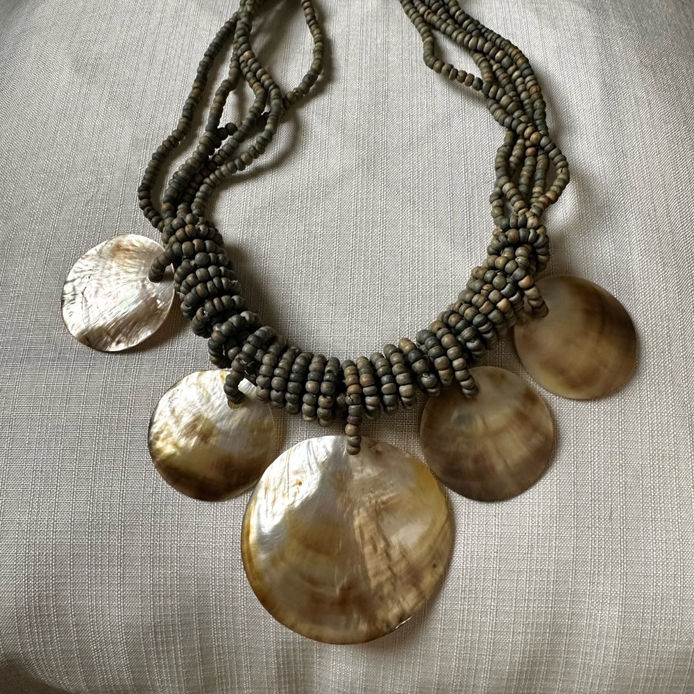 Shell Beaded Statement Necklace - image 1